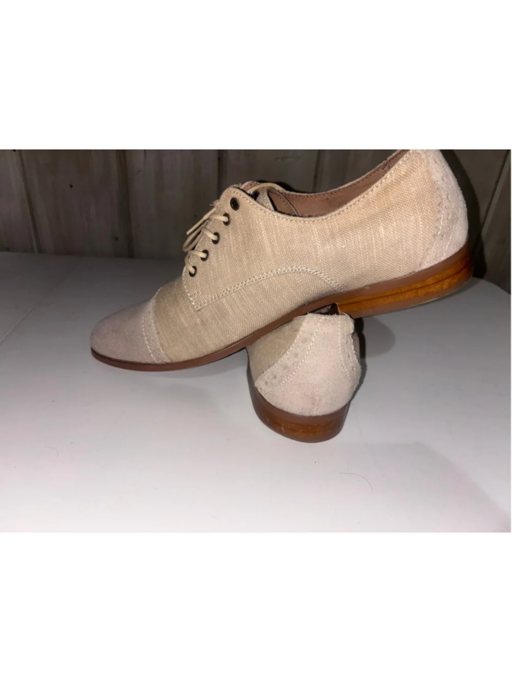 Original Penguin Suede & Canvas Oxford Neutral Chic Dress Shoes Mens 9.5